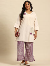 Lav Stripes Coord With 3/4 Sleeve  For Women - 2646 view 4