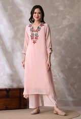 Lt Pink A Line Top  Bottom & Dupatta  For Women - 2944 view 2
