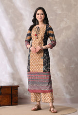 Brown A Line Top  Bottom & Dupatta  For Women - 2572 view 2