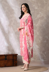 Pink A Line Top  Bottom & Dupatta  For Women - 2572 view 4