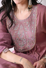 Onion Rounded Kurta With Pant And Dupatta For Women - 2570 view 1