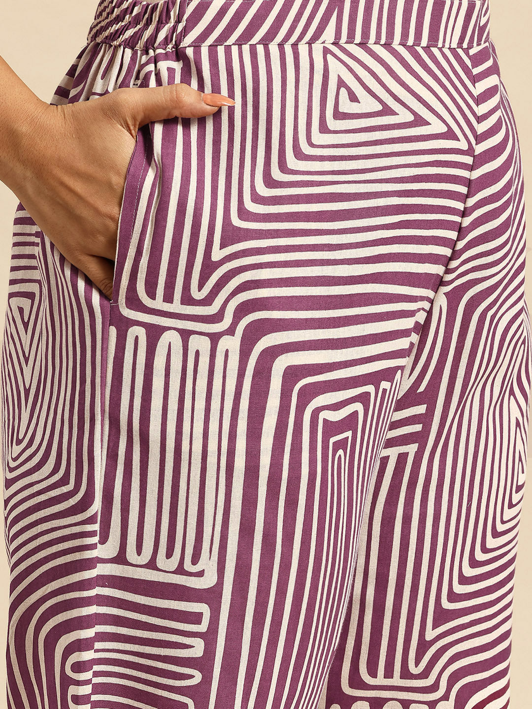Lav Stripes Coord With 3/4 Sleeve  For Women - 2646 view 2