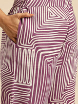 Lav Stripes Coord With 3/4 Sleeve  For Women - 2646 view 2