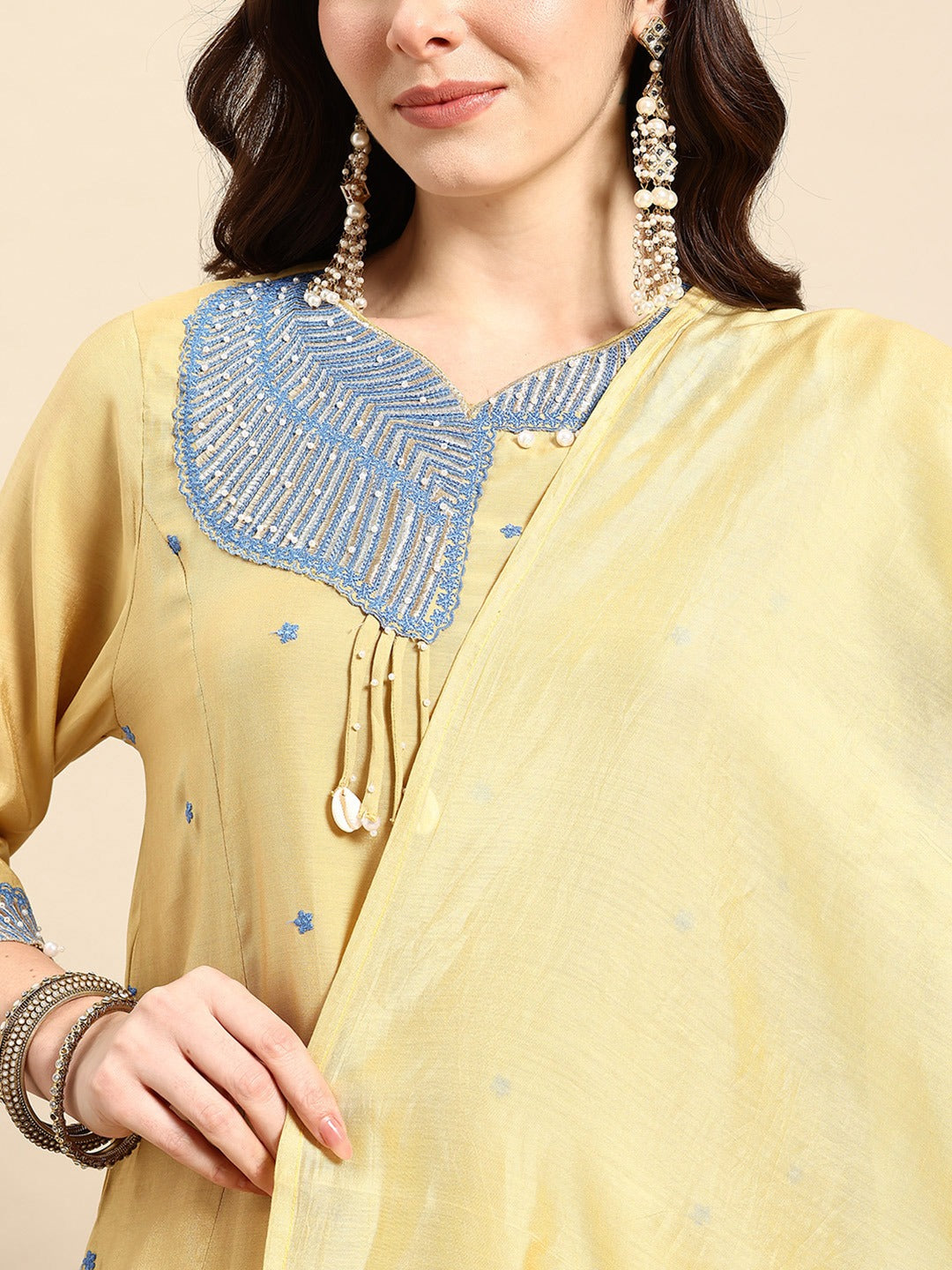 Musatrd Dolphin Anarkali With Pant And Dupatta For Women - 2571 view 3