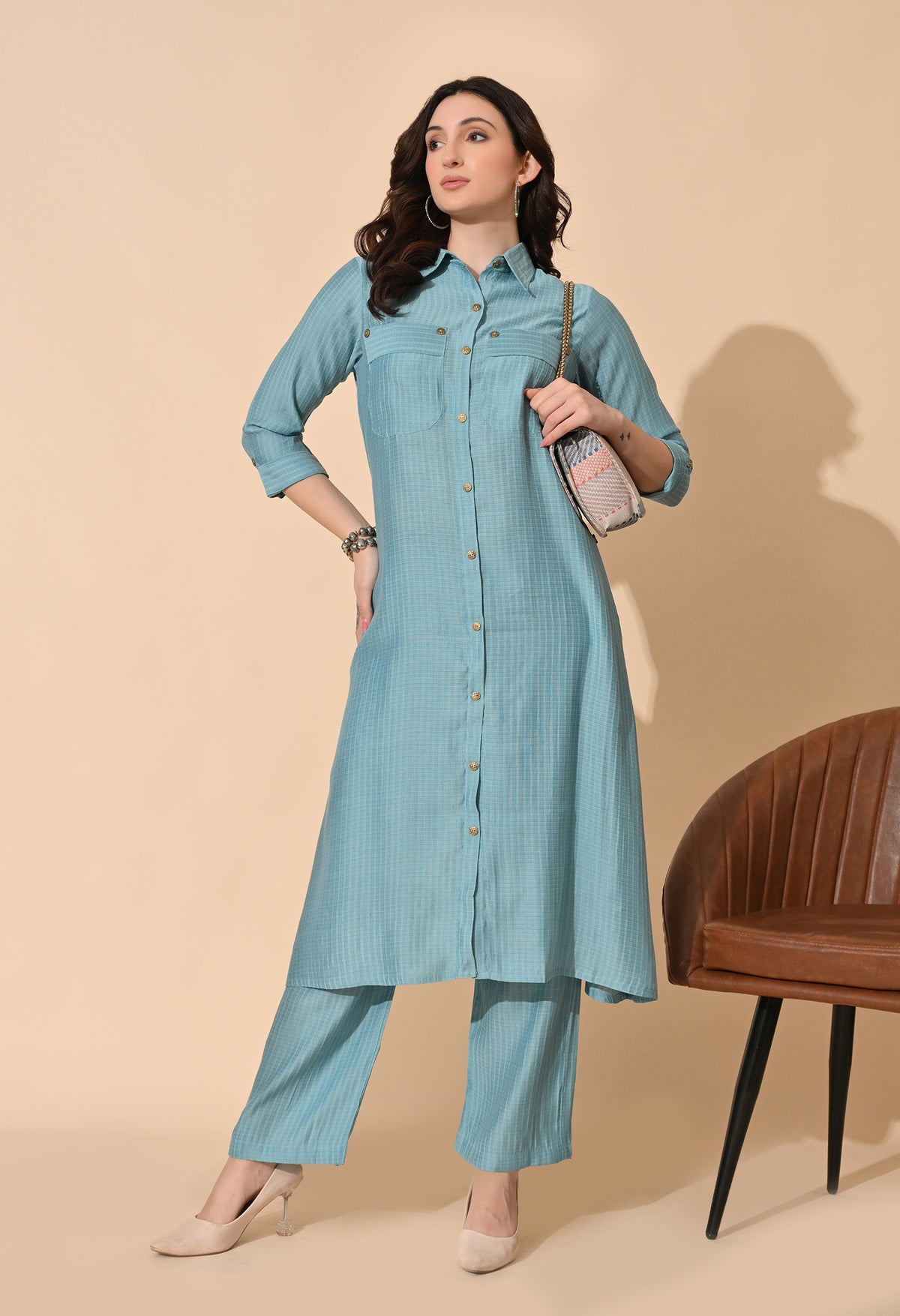 Blue Top & Bottom For Women - 2964 view 3