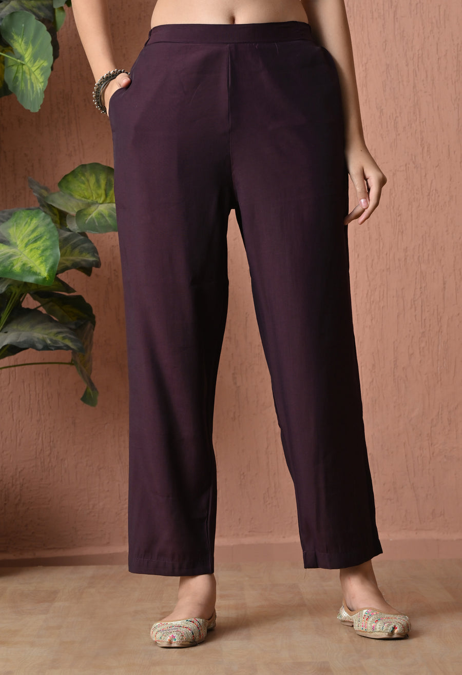 Purple Ethnic Motifs Embroidered Thread Work Kurta Trousers & Dupatta
