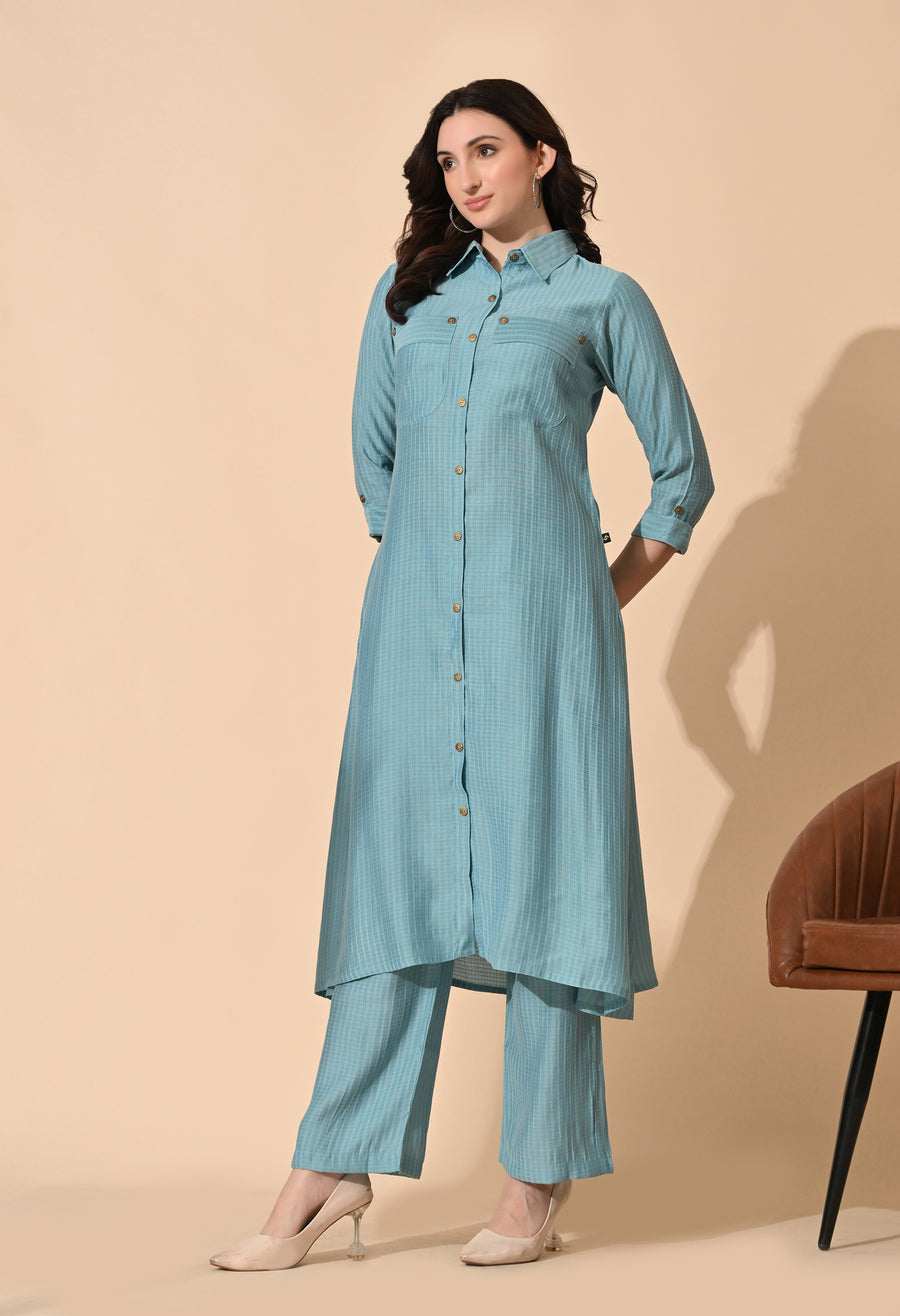 Blue Regular Kurta with Trousers