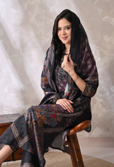 Black A Line Top  Bottom & Dupatta  For Women - 2572 view 3