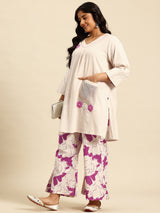 Pink Coord With 3/4 Sleeve  For Women - 2646 view 1