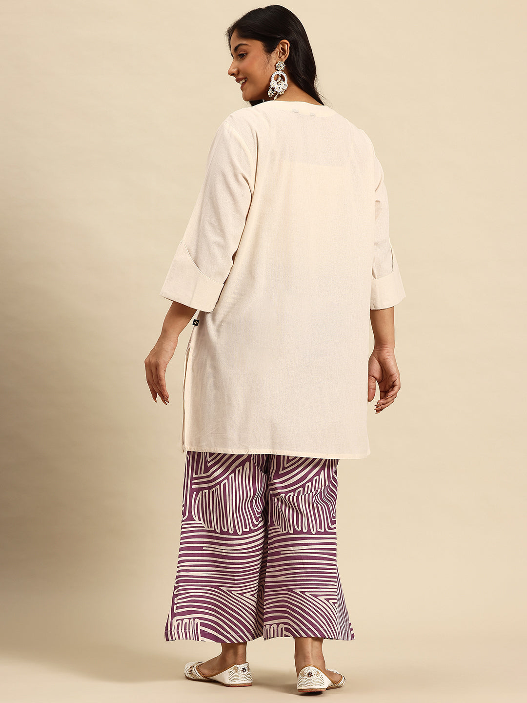 Lav Stripes Coord With 3/4 Sleeve  For Women - 2646 view 3
