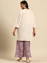 Lav Stripes Coord With 3/4 Sleeve  For Women - 2646 view 3