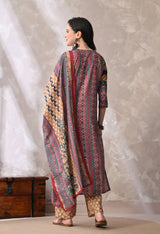 Brown A Line Top  Bottom & Dupatta  For Women - 2572 view 5