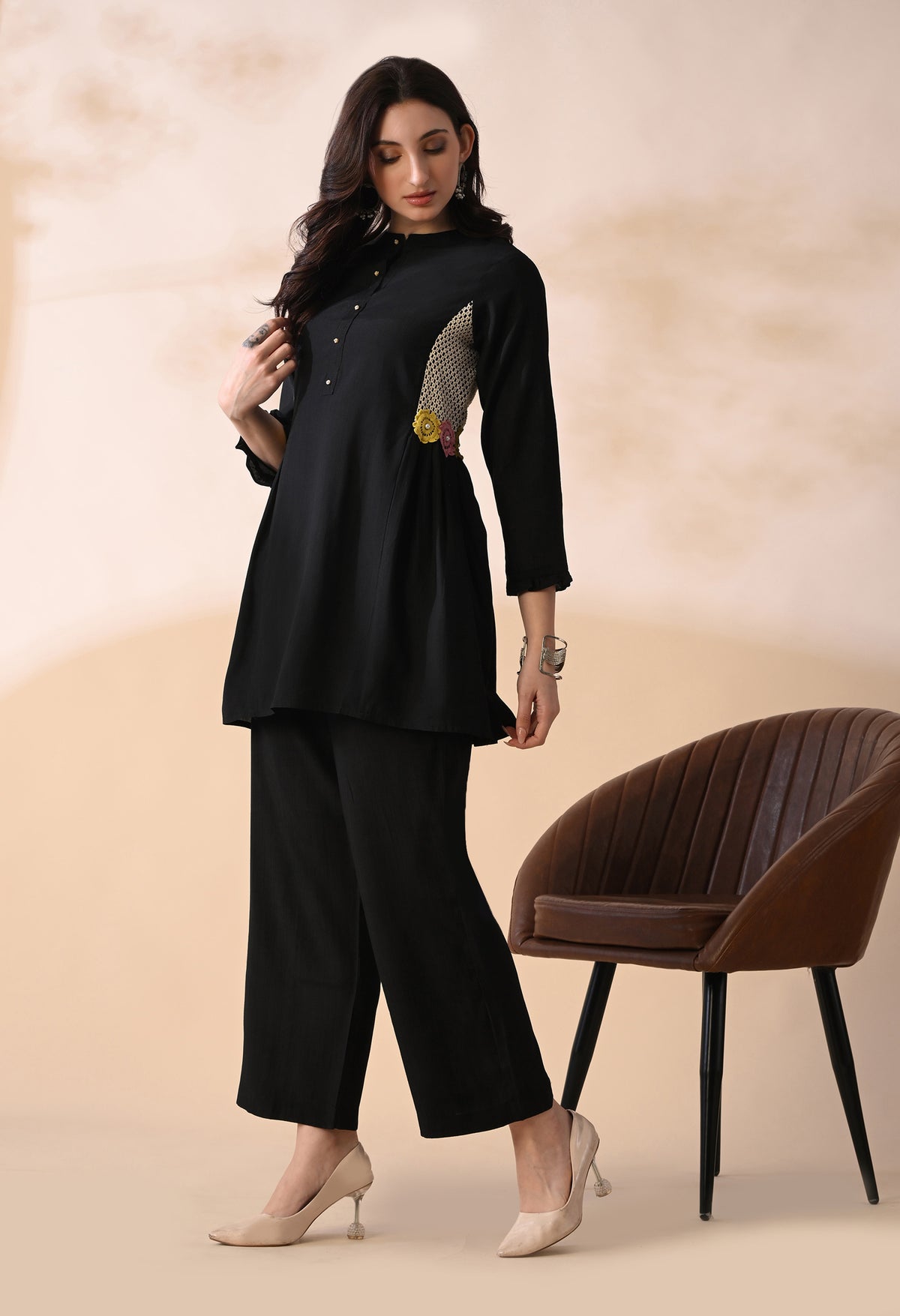 Black Coord With 3/4 Sleeve  For Women - 2653 view 3