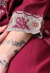 Wine Anarkali With Plazzo And Dupatta For Women - 2933 view 4