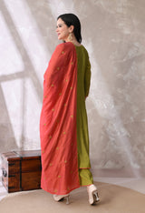 Mehandi A Line Top  Bottom & Dupatta  For Women - 2939 view 5