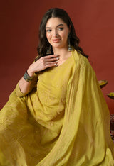 Yellow Straight Kurta With Plazzo And Dupatta For Women - 2659 view 4