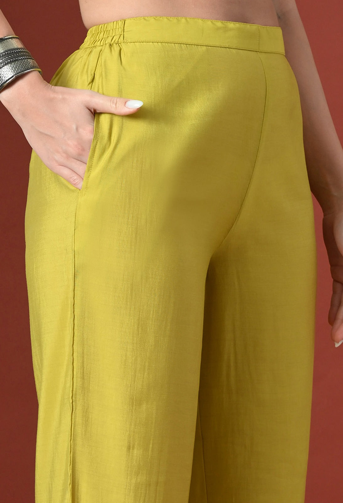 Yellow Straight Kurta With Plazzo And Dupatta For Women - 2912 view 3