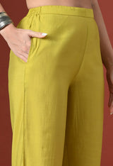 Yellow Straight Kurta With Plazzo And Dupatta For Women - 2912 view 3
