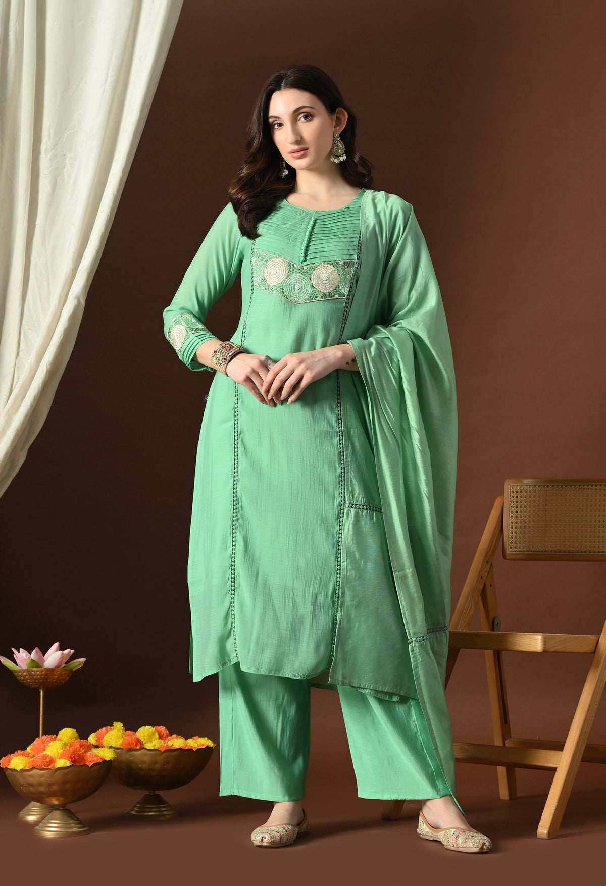 Rama A Line Top  Bottom & Dupatta  For Women - 2980 view 2