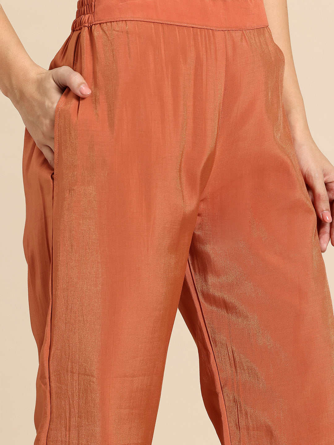 Orange Rounded Kurta With Pant And Dupatta For Women - 2570 view 4