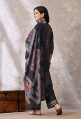 Black A Line Top  Bottom & Dupatta  For Women - 2572 view 5