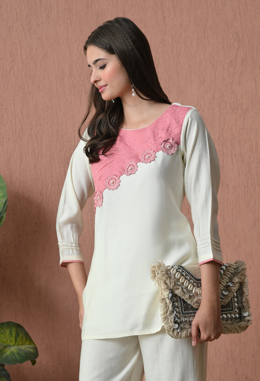 Pink Embroidered Tunic with Palazzos
